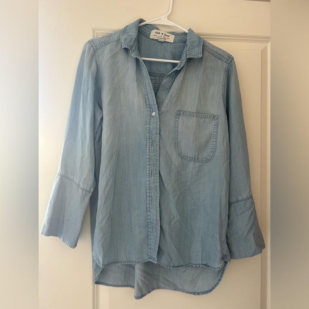Anthropology Sky Blue Button-Up Shirt